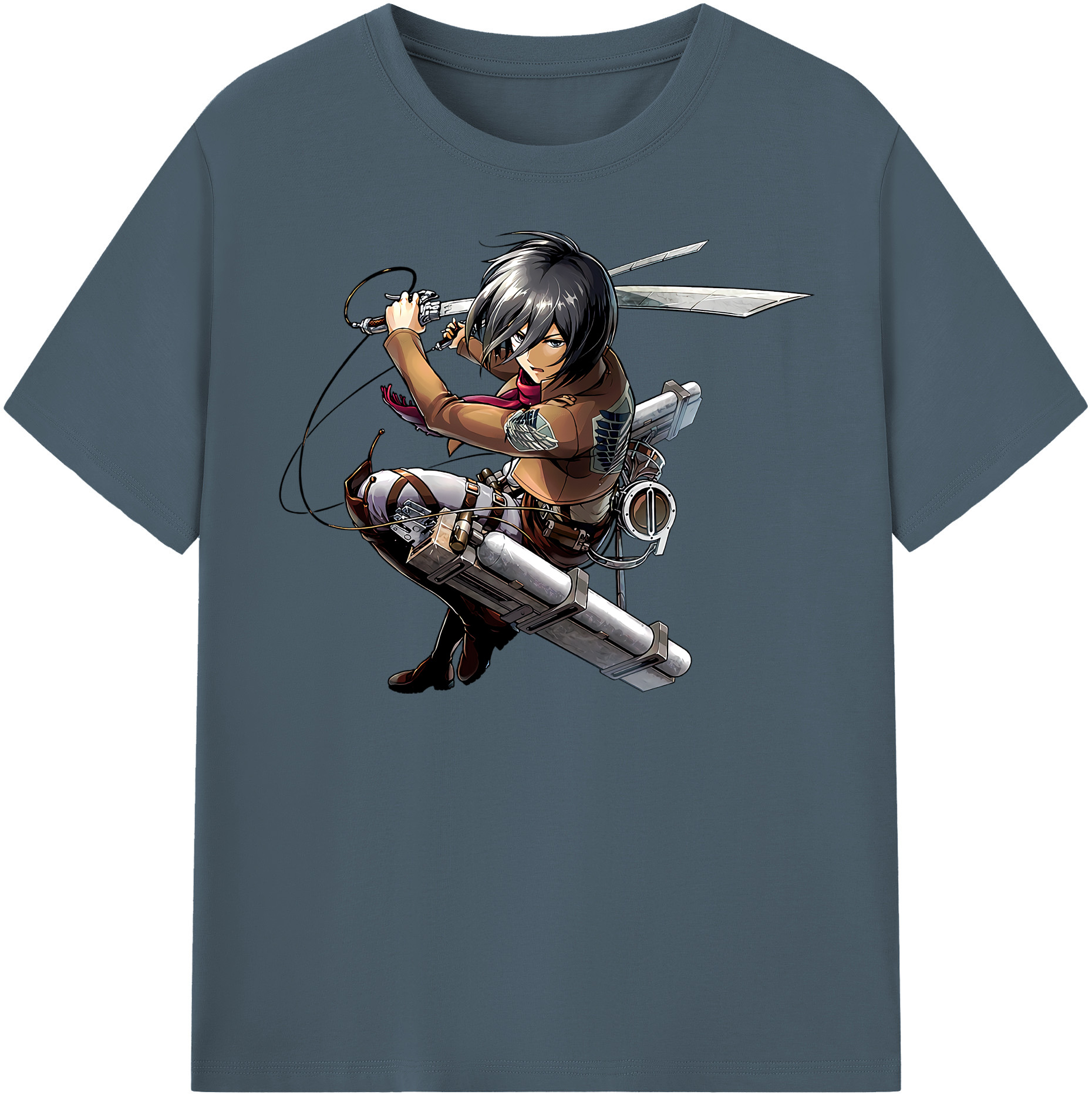 （画像用） 進撃の巨人 ミカサ·アッカーマン Attack on Titan Mikasa Ackerman 綿100％半袖Tシャツ（フロントプリント）